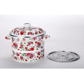 double layer enamel steamer pot with full color